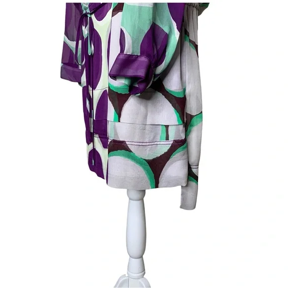 Diane Von Furstenberg Silk Mini Dress Purple Mint Retro Dot Drop Waist Size 8 - Picture 5 of 16